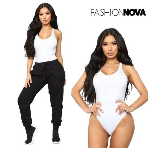 Fashion Nova Bodysuit for Women Scoop Neck Sleeveless Racerback Tank Tops - Picture 1 of 6